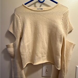 Fashion Nova Cream Cut-Out Sweater